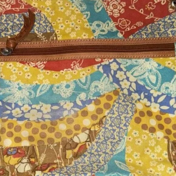 FOSSIL Maddox Shoulder/Cross Body Bag - Canvas/Leather - Neutral Boho Floral - Picture 7 of 10